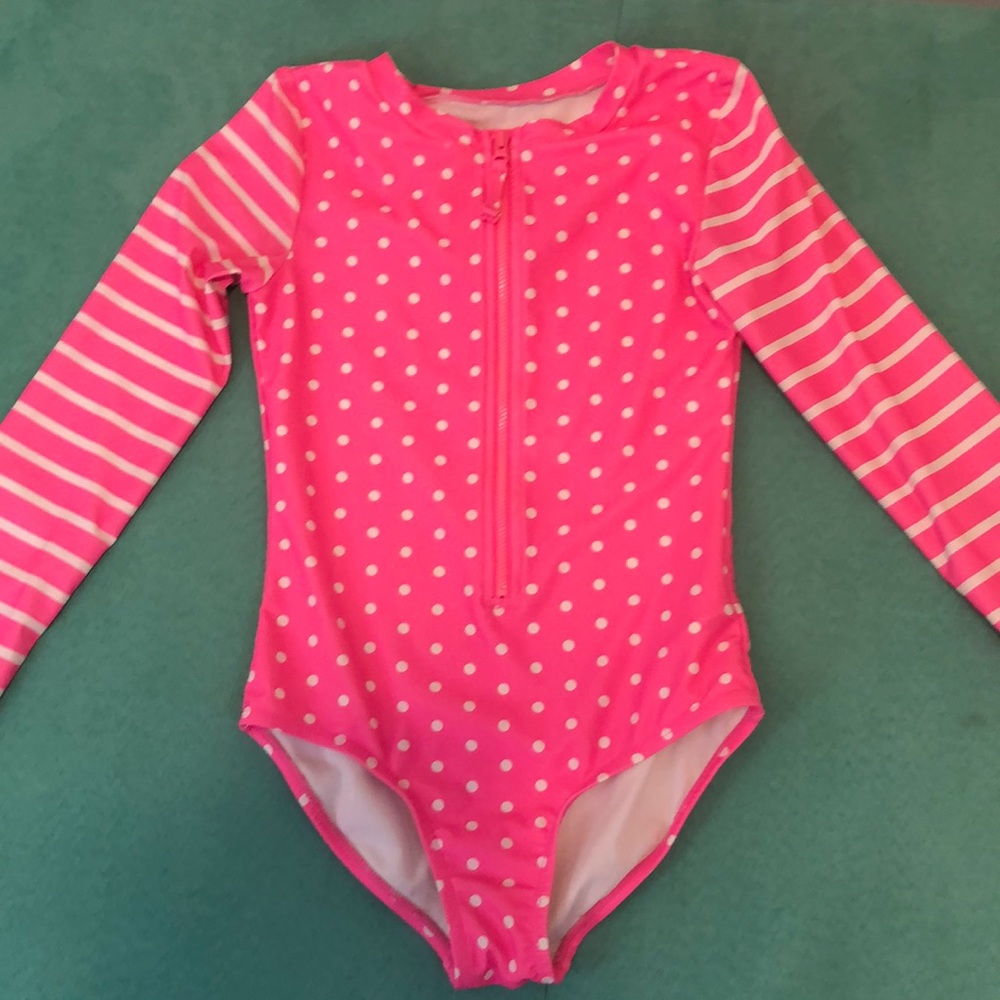 Very cute polka dotted and striped swimsuit